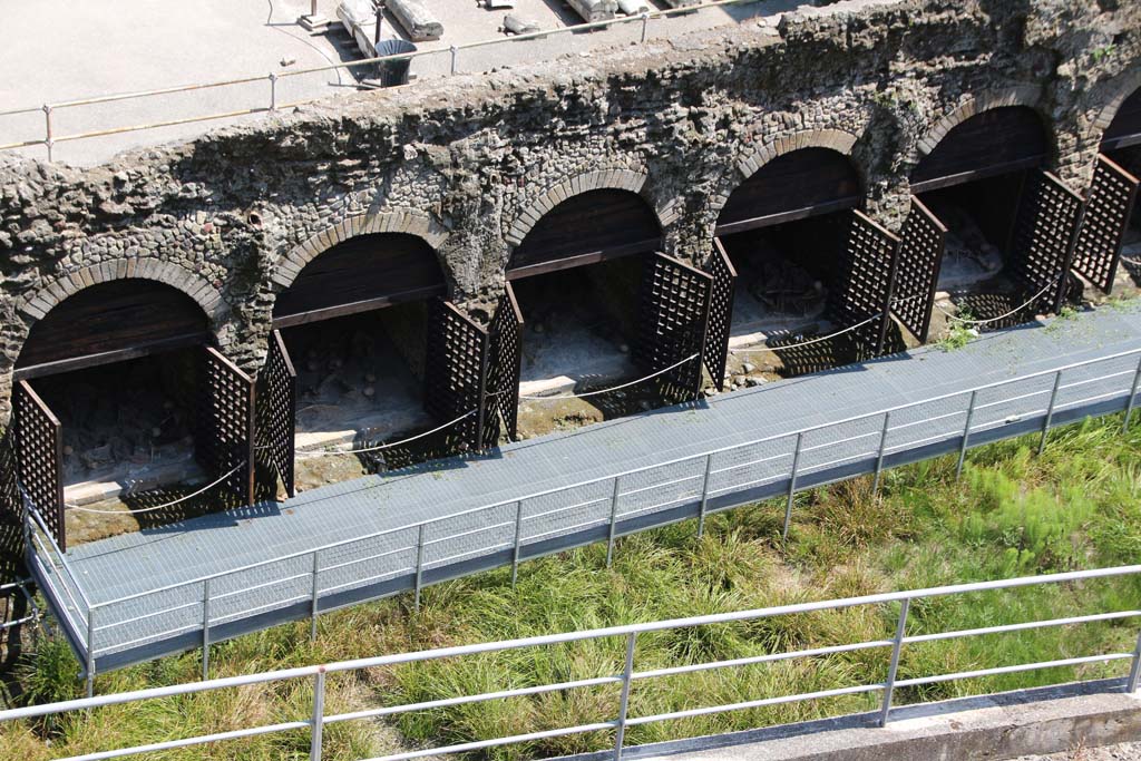Herculaneum April 2014.  
Looking towards “boatsheds” on west side of steps, and below the Sacred Area. Photo courtesy of Klaus Heese.